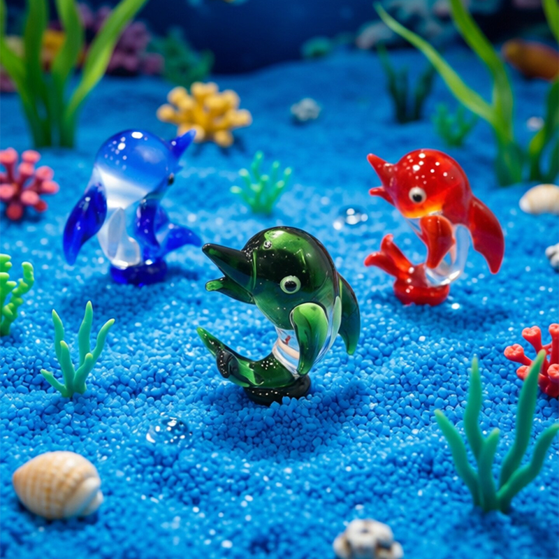 Marine Aquarium Mini - Handmade Mini Glass Dolphin Figurine Cute