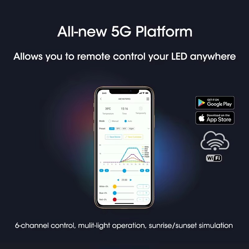 A8 Pro Blue 215W AC 110-240V W - Marine Aquarium App recensie en prijs